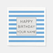 Blauw en wit gestreept, gelukkige dag servet (Voorkant)