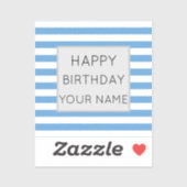 Blauw en wit gestreept, gelukkige dag sticker (Vel)