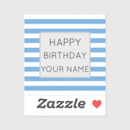 Blauw en wit gestreept, gelukkige dag sticker