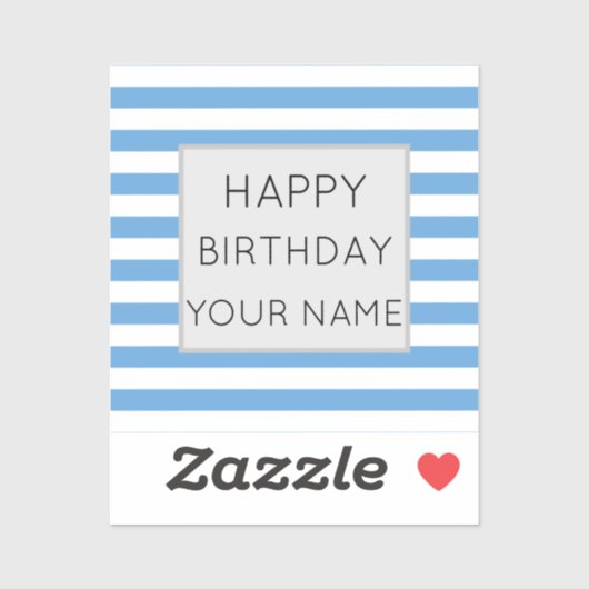 Blauw en wit gestreept, gelukkige dag sticker (Vel)