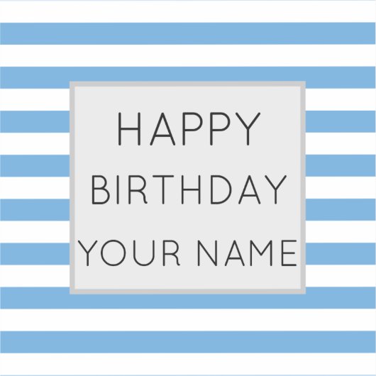 Blauw en wit gestreept, gelukkige dag sticker (Voorkant)