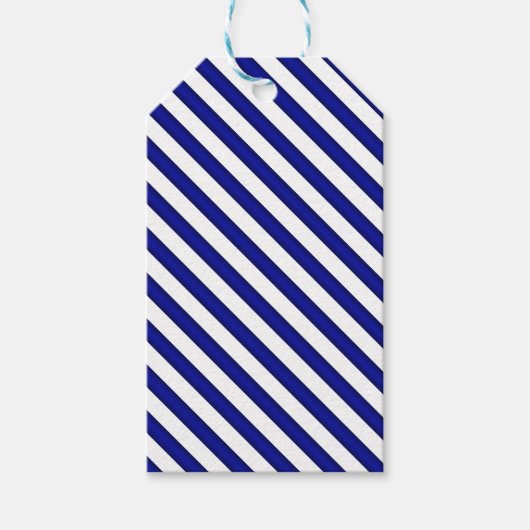 Blauw en wit gestreept Label Cadeaulabel (Voorkant)