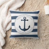 Blauw en wit gestreept met anker gepersonaliseerd kussen (Deken)