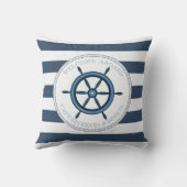 Blauw en wit gestreept met anker gepersonaliseerd kussen (Achterkant)
