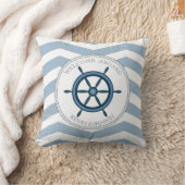 Blauw en wit gestreept met anker gepersonaliseerd kussen (Deken)