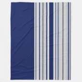 Blauw en wit gestreept met zwarte accenten fleece deken (Voorkant)