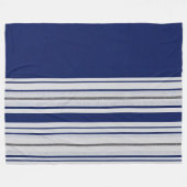 Blauw en wit gestreept met zwarte accenten fleece deken (Voorkant (Horizontaal))