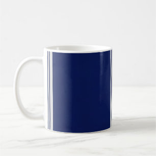 Blauw en wit gestreept met zwarte accenten koffiemok