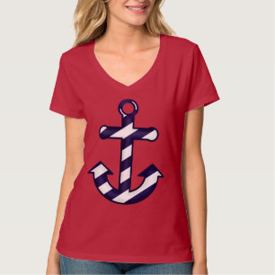 Blauw en wit gestreept, niet-homogeen T-shirt