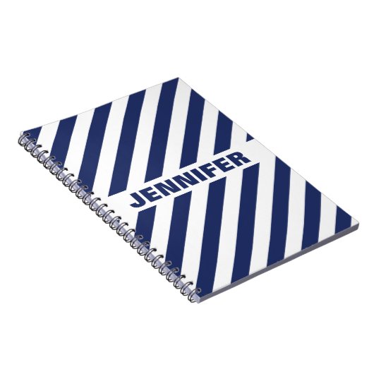 Blauw en wit gestreept Notitieboek (Rechterzijde)