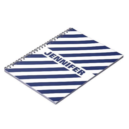 Blauw en wit gestreept Notitieboek (Linkerzijde)