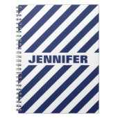 Blauw en wit gestreept Notitieboek (Voorkant)