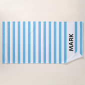 Blauw en wit gestreept op maat strandlaken (Voorkant)