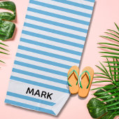 Blauw en wit gestreept op maat strandlaken