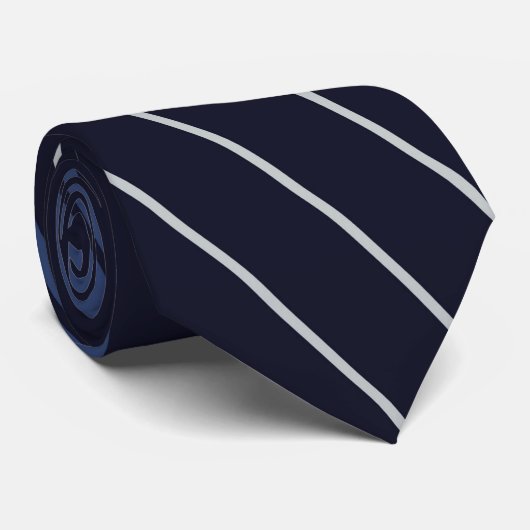 Blauw en Wit Gestreept Patroon Stropdas (Opgerold)