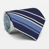 Blauw en Wit Gestreept Patroon Stropdas (Opgerold)