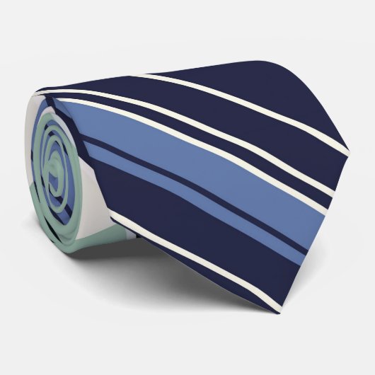 Blauw en Wit Gestreept Patroon Stropdas (Opgerold)