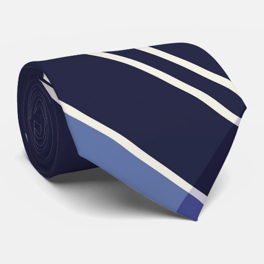 Blauw en Wit Gestreept Patroon Stropdas (Opgerold)