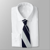 Blauw en Wit Gestreept Patroon Stropdas (Gebonden)