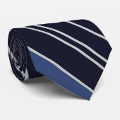 Blauw en Wit Gestreept Patroon Stropdas (Opgerold)