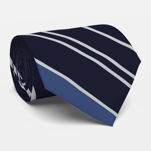 Blauw en Wit Gestreept Patroon Stropdas (Opgerold)