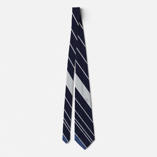 Blauw en Wit Gestreept Patroon Stropdas (Achterkant)
