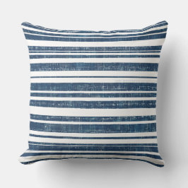 Blauw en wit gestreept sierkussen