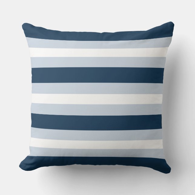 Blauw en wit gestreept sierkussen (Voorkant)