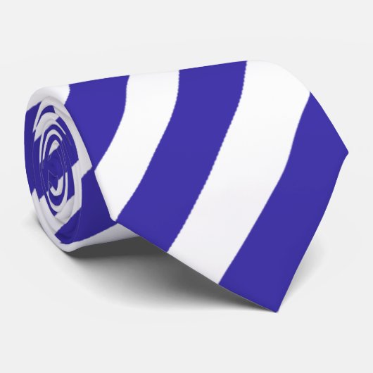 Blauw en wit gestreept stropdas (Opgerold)