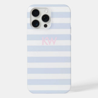 Blauw en wit gestreept telefoonhoesje  iPhone 15 pro max case