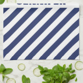 Blauw en wit gestreept theedoek (Gevouwen)