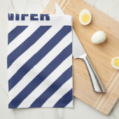 Blauw en wit gestreept theedoek (Quarter Fold)