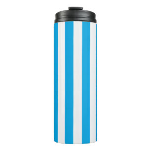 Blauw en wit gestreept thermosbeker