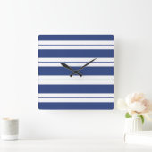 Blauw en wit gestreept vierkante klok (Huis)