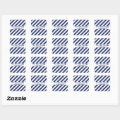 Blauw en wit gestreept vierkante sticker (Vel)