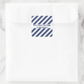 Blauw en wit gestreept vierkante sticker (Tas)