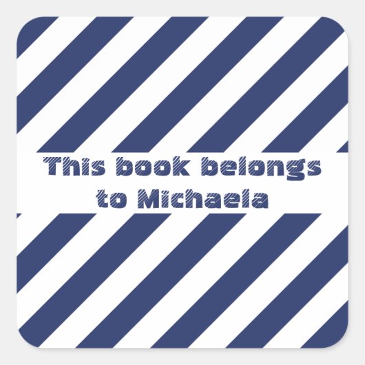 Blauw en wit gestreept vierkante sticker (Voorkant)