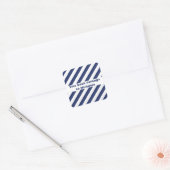 Blauw en wit gestreept vierkante sticker (Envelop)