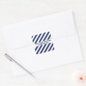 Blauw en wit gestreept vierkante sticker (Envelop)