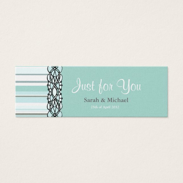 Blauw en wit gestreepte bruiloft gunst Gift label Mini Visitekaartjes (Voorkant)