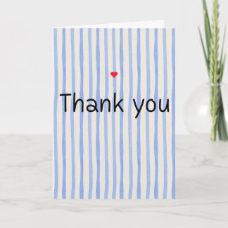Blauw en wit gestreepte "Dank je" wenskaarten  Kaart