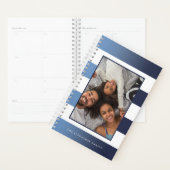 Blauw en wit gestreepte fotoboekplanner voor twee planner (Display)