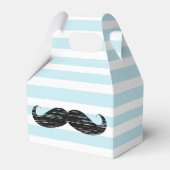 Blauw en Wit Gestreepte Mustache Snoep Treat Box Bedankdoosjes (Voorkant Zijde)
