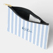 Blauw en wit gestreepte naam etui (Open)