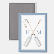 Blauw en wit gestreepte scheepsroer monogram in na