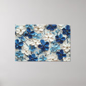 Blauw en wit gestructureerde bloemenschilderij – A Canvas Afdruk (Voorkant)
