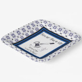 Blauw en wit geven Borden van Gavel Paper nooit op Papieren Bordje (Gebogen)