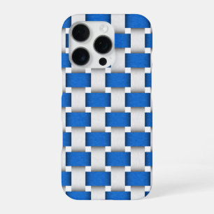 Blauw en wit geweven strandstoel stof ontwerp iPhone 16 pro hoesje