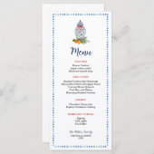 Blauw en wit Ginger Jar kerstdiner Menu (Voorkant / Achterkant)