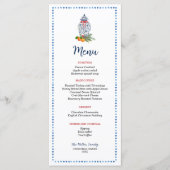 Blauw en wit Ginger Jar kerstdiner Menu (Voorkant)